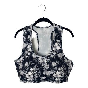 Starting Point SZ XL black and white floral print racerback sports bra